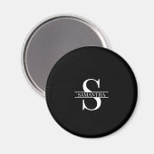 Name für moderne Schwarz-Weiß-Monogramm Magnet (Vorderseite/Rückseite)