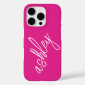 Name für Monogramm Hot Pink Modern Case-Mate iPhone Hülle (Rückseite)