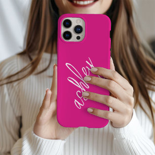 Name für Monogramm Hot Pink Modern iPhone 16 Pro Hülle