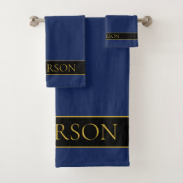 Name für Navy & Gold-Name oder Unternehmen Badhandtuch Set