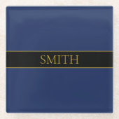 Name für Navy & Gold-Name oder Unternehmen Glasuntersetzer (Vorderseite)