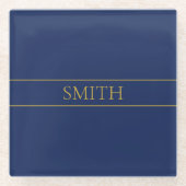 Name für Navy & Gold-Name oder Unternehmen Glasuntersetzer (Vorderseite)