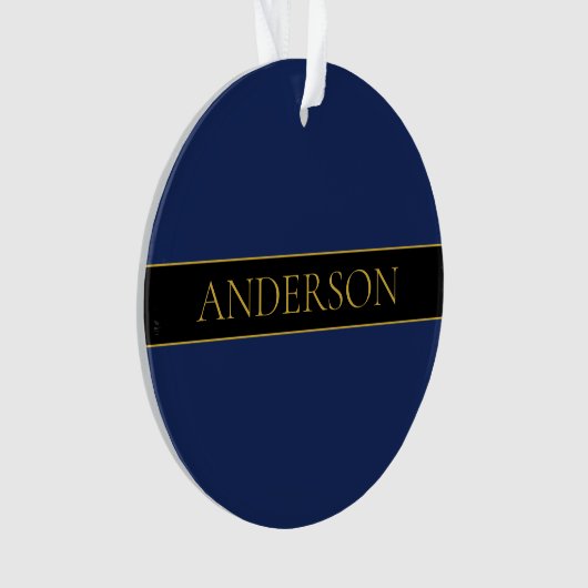 Name für Navy & Gold-Name oder Unternehmen Ornament (Vorderseite)
