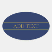 Name für Navy & Gold-Name oder Unternehmen Ovaler Aufkleber (Vorderseite)
