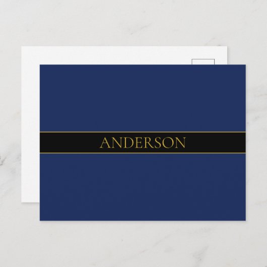 Name für Navy & Gold-Name oder Unternehmen Postkarte (Vorne/Hinten)