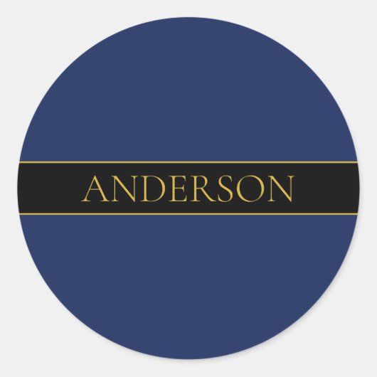 Name für Navy & Gold-Name oder Unternehmen Runder Aufkleber (Vorderseite)