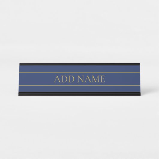 Name für Navy & Gold-Name oder Unternehmen Schreibtischnamensplakette (Vorderseite )