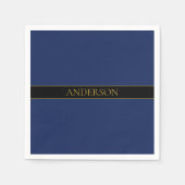 Name für Navy & Gold-Name oder Unternehmen Serviette (Vorderseite)