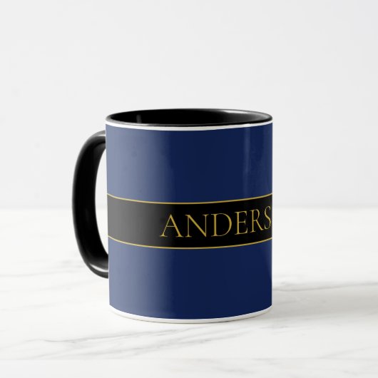 Name für Navy & Gold-Name oder Unternehmen Tasse (Vorderseite Links)