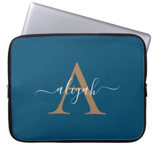 Name für Navy- und Gold-Monogram-Skripte Laptopschutzhülle
