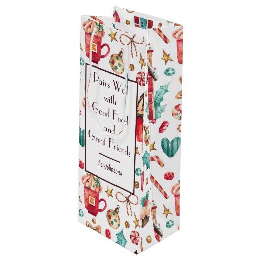 Name für Niedliche Whimsical-Süßigkeiten Urlaub Geschenktüte Für Weinflaschen (Vorderseite Schrägansicht)