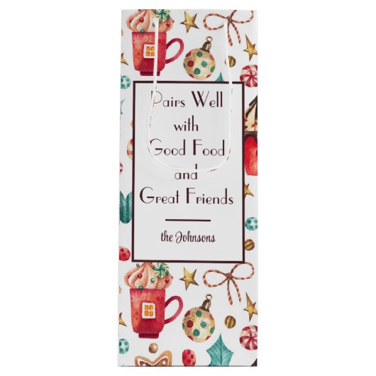 Name für Niedliche Whimsical-Süßigkeiten Urlaub Geschenktüte Für Weinflaschen (Vorderseite)