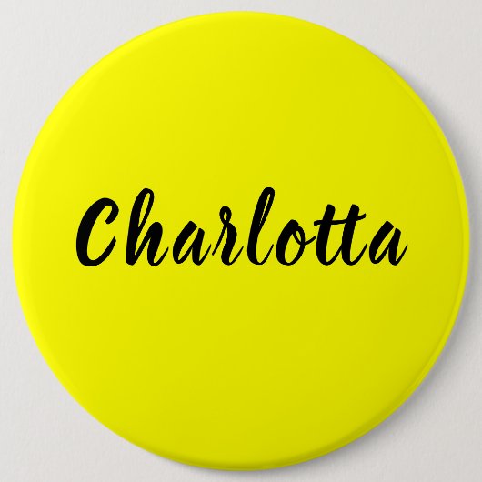 Name für Schwarze Personalisierung | Neongelbe Far Button (Vorderseite)