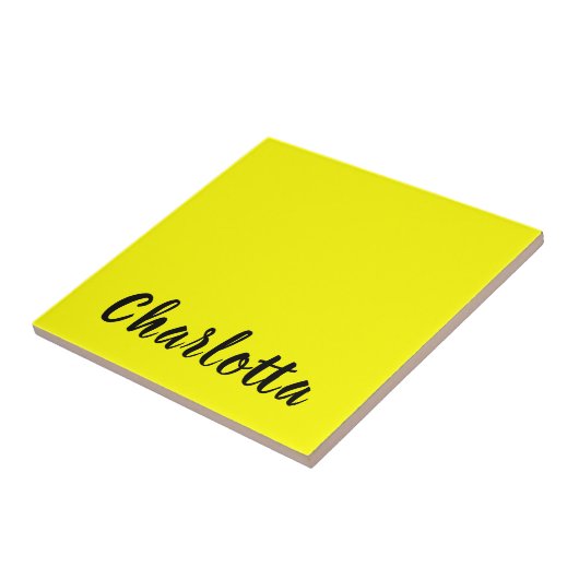 Name für Schwarze Personalisierung | Neongelbe Far Fliese (Seite)