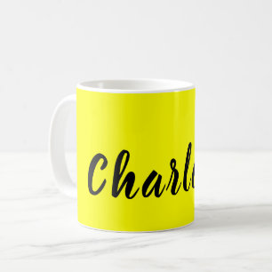 Name für Schwarze Personalisierung Neongelbe Far Kaffeetasse