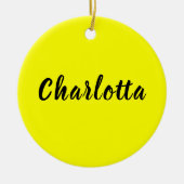 Name für Schwarze Personalisierung | Neongelbe Far Keramik Ornament (Vorne)