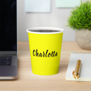 Name für Schwarze Personalisierung Neongelbe Far Pappbecher