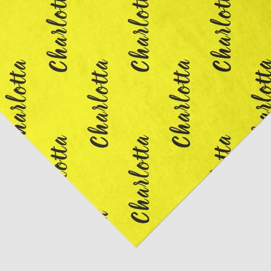 Name für Schwarze Personalisierung | Neongelbe Far Seidenpapier (Ausschnitt)