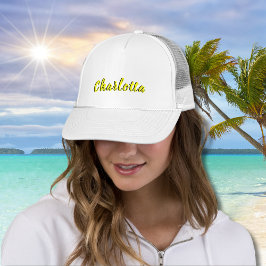 Name für Schwarze Personalisierung | Neongelbe Far Truckerkappe