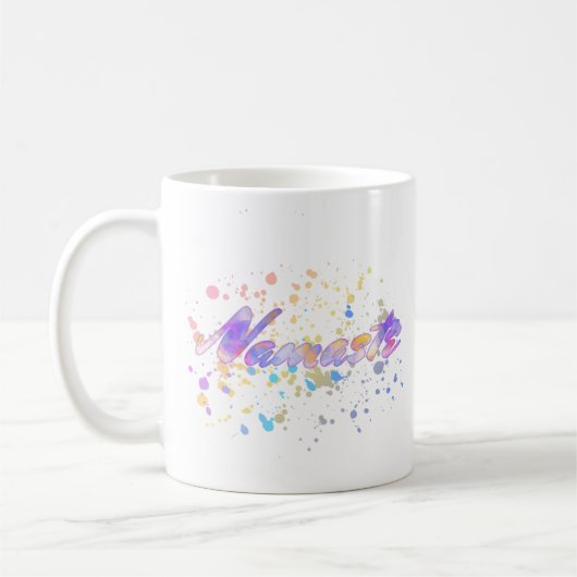 Name für Yoga Watercolor Pink Mauve Yellow Blue Kaffeetasse (Links)