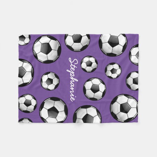 Name-Fußball lila Fleecedecke (Vorderseite (Horizontal))