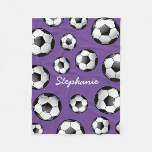 Name-Fußball lila Fleecedecke
