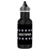 Name, Fußball, Schwarz & Weiß Edelstahlflasche (Rechts)