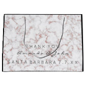 Name Gastgeschenk Hochzeit Danke Marble White Pink Große Geschenktüte (Vorderseite)