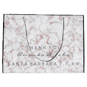 Name Gastgeschenk Hochzeit Danke Marble White Pink Große Geschenktüte (Rückseite)