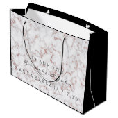 Name Gastgeschenk Hochzeit Danke Marble White Pink Große Geschenktüte (Rückseite Schrägansicht)