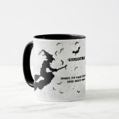 Name & Geburtsname Halloween Hexe - Schwarz & Wei Tasse (Vorderseite Links)