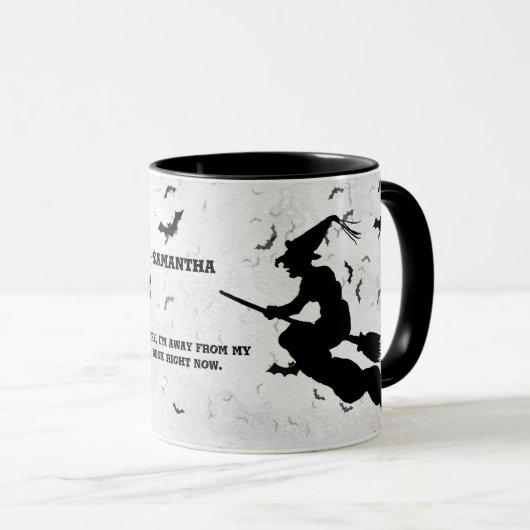 Name & Geburtsname Halloween Hexe - Schwarz & Wei Tasse (VorderseiteRechts)