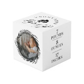 Name & Geburtsstat Footprint & Foto Wreath Würfel (Rückseite Schrägansicht)