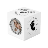 Name & Geburtsstat Footprint & Foto Wreath Würfel (Vorderseite Schrägansicht)