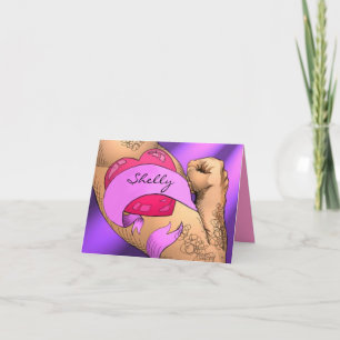 Name geht in Ribbon Herz Tattoo Valentine Karten