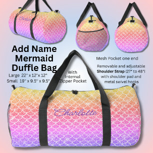 Name Gelb rosa Mauve Mermaid Scales hinzufügen Duffle Bag