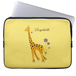 Name-gelbe niedliche Cartoon-Giraffe Laptopschutzhülle