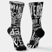 Name Gemusterte schwarze Crew Socken (Gewinkelt)