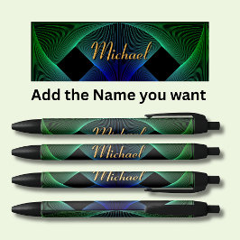 Name Geometric Green Blue Swirl ändern Kugelschreiber
