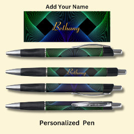 Name Geometric Green Blue Swirl ändern Kugelschreiber