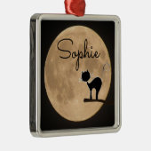 Name Geschenk schwarze Katze mit Vollmond Ornament Aus Metall (Rechts)