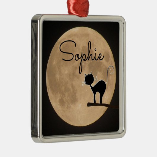 Name Geschenk schwarze Katze mit Vollmond Ornament Aus Metall (Rechts)