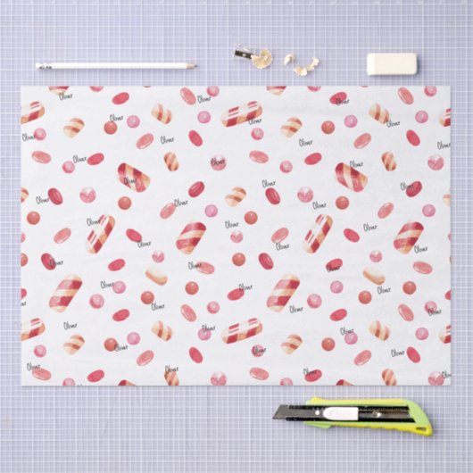 Name, Gewebepapier (3) Valentine Candy Muster Seidenpapier (Handwerk)