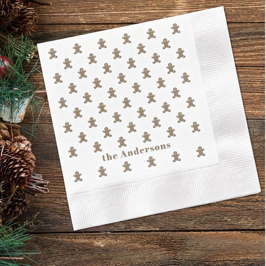 Name, Gingerbread Man Cookies Holiday Paper Serviette