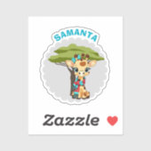 "Name" Giraffe in der Savanne Stickerbogen Aufkleber (Blatt)