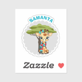"Name" Giraffe in der Savanne Stickerbogen Aufkleber
