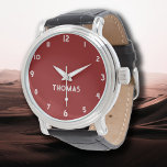 Name Girl Boys Women Men | Brick Red Stylish Armbanduhr<br><div class="desc">Personalisierter Name Girl Boys Women Men | Brick Red Elegante Moderne Uhr | Classic | elegant | Trendy | Stilvoll | Geschenk. Sie können Ihren Namen, den Namen eines geliebten Menschen oder eine spezielle Nachricht hinzufügen. Ob es ein herzliches Geschenk für jemanden ist, der Ihnen lieb ist oder eine persönliche...</div>