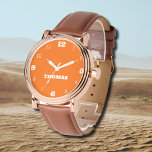 Name Girl Boys Women Men | Sunset Orange Stilvoll Armbanduhr<br><div class="desc">Personalisierter Name Girl Boys Women Men | Neon Sunset Orange Yellow Elegante Moderne Uhr | Classic | elegant | Trendy | Stilvoll | Geschenk. Sie können Ihren Namen, den Namen eines geliebten Menschen oder eine spezielle Nachricht hinzufügen. Ob es ein herzliches Geschenk für jemanden ist, der Ihnen lieb ist oder...</div>