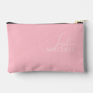 Name Girly Elegant Script Rosa Zubehörtasche