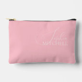Name Girly Elegant Script Rosa Zubehörtasche (Vorderseite)